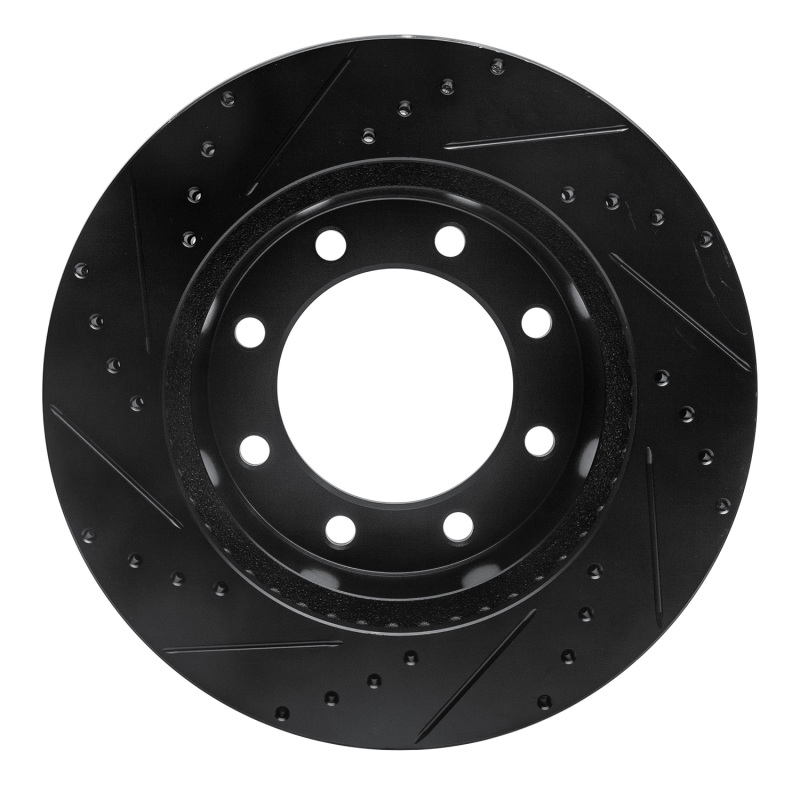 Ford F-250 Super Duty Brake Rotor (1) - Front Right - R1 Concepts - Drilled & Slotted - Black - `05-`12